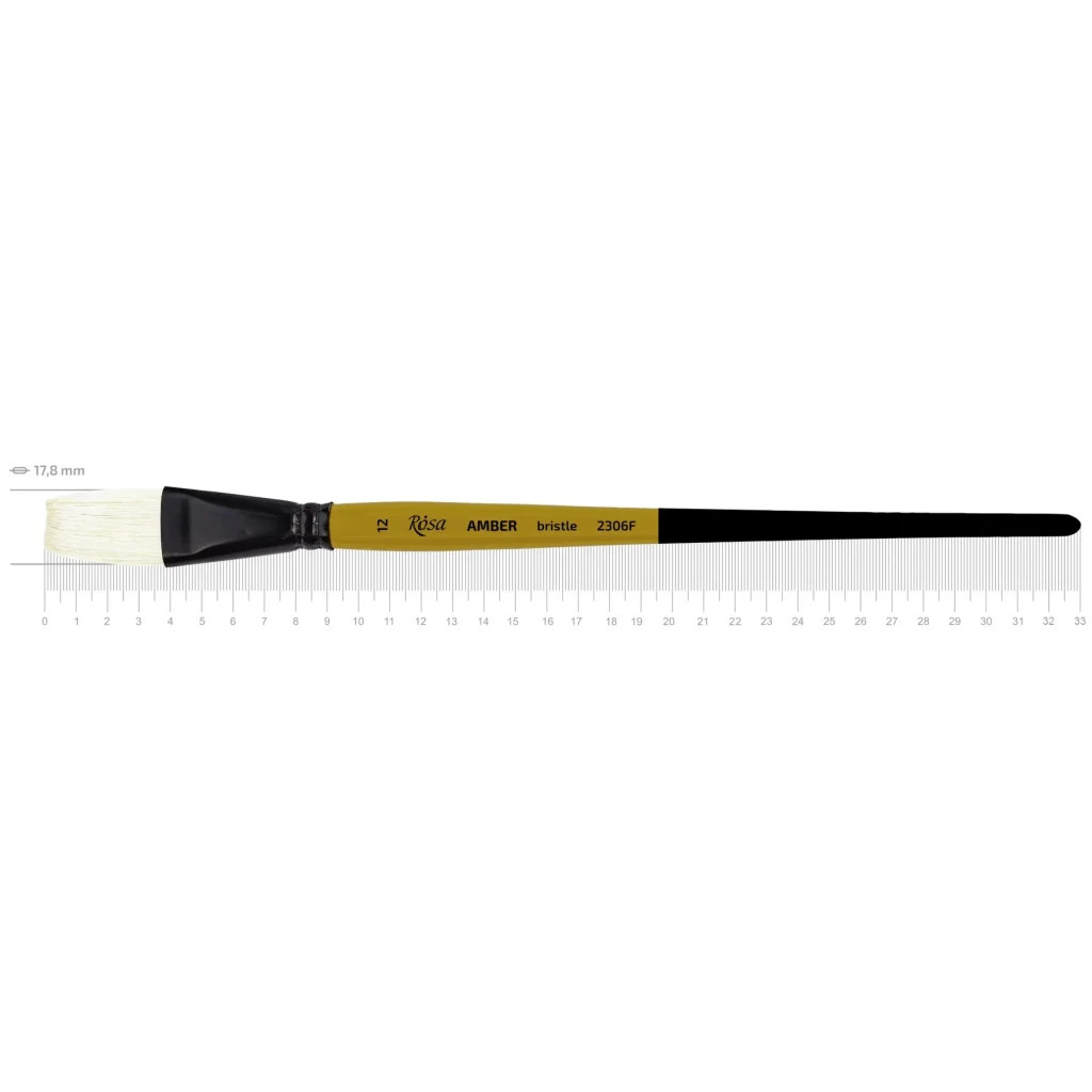 Пензлик для малювання Rosa Щетина плоска, AMBER 2306F, №12 (4823098533306) - зображення 1