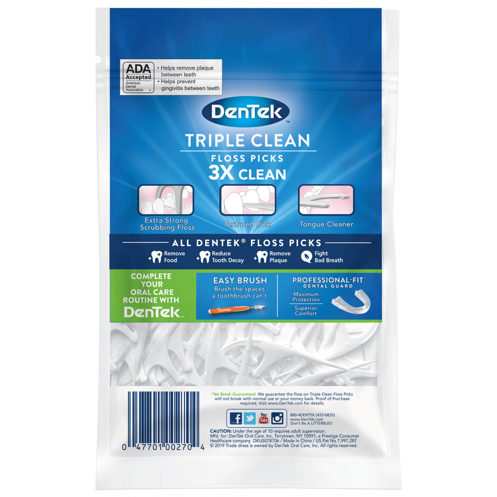 Флос-зубочистки DenTek Потрійне очищення 90 шт. (047701000816) - изображение 2