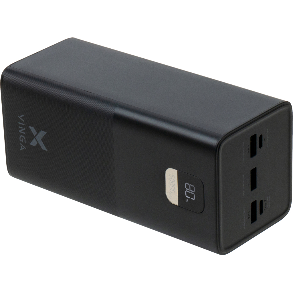 Батарея універсальна Vinga 50000 mAh 22.5W Display Black (VPBB5022) - зображення 5