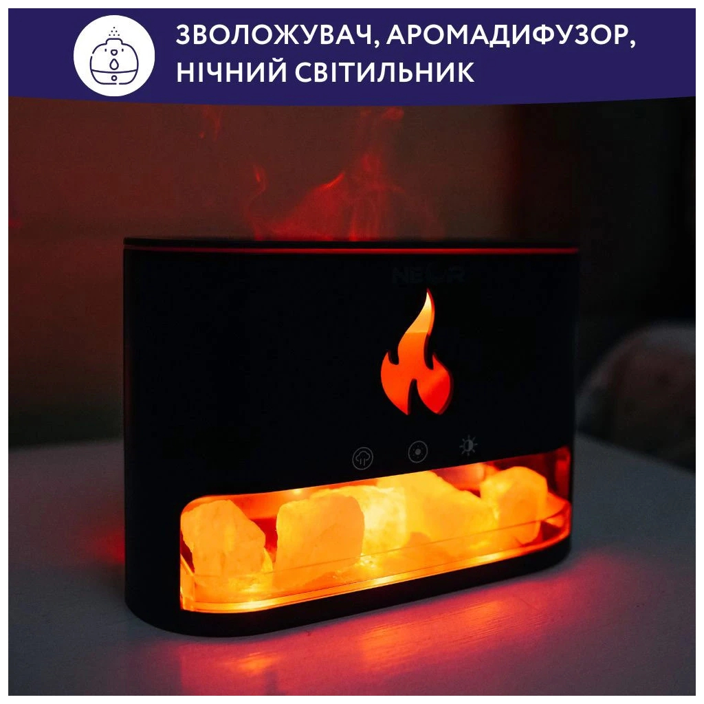 Зволожувач повітря Neor FLAME AROMA 25ML10 BK - зображення 2