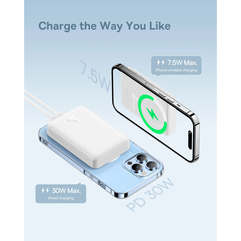 Батарея універсальна Baseus Magnetic Mini 10000mAh 30W, White (PPCX110002\PPCXM1030) (P10022105212-01) - зображення 6