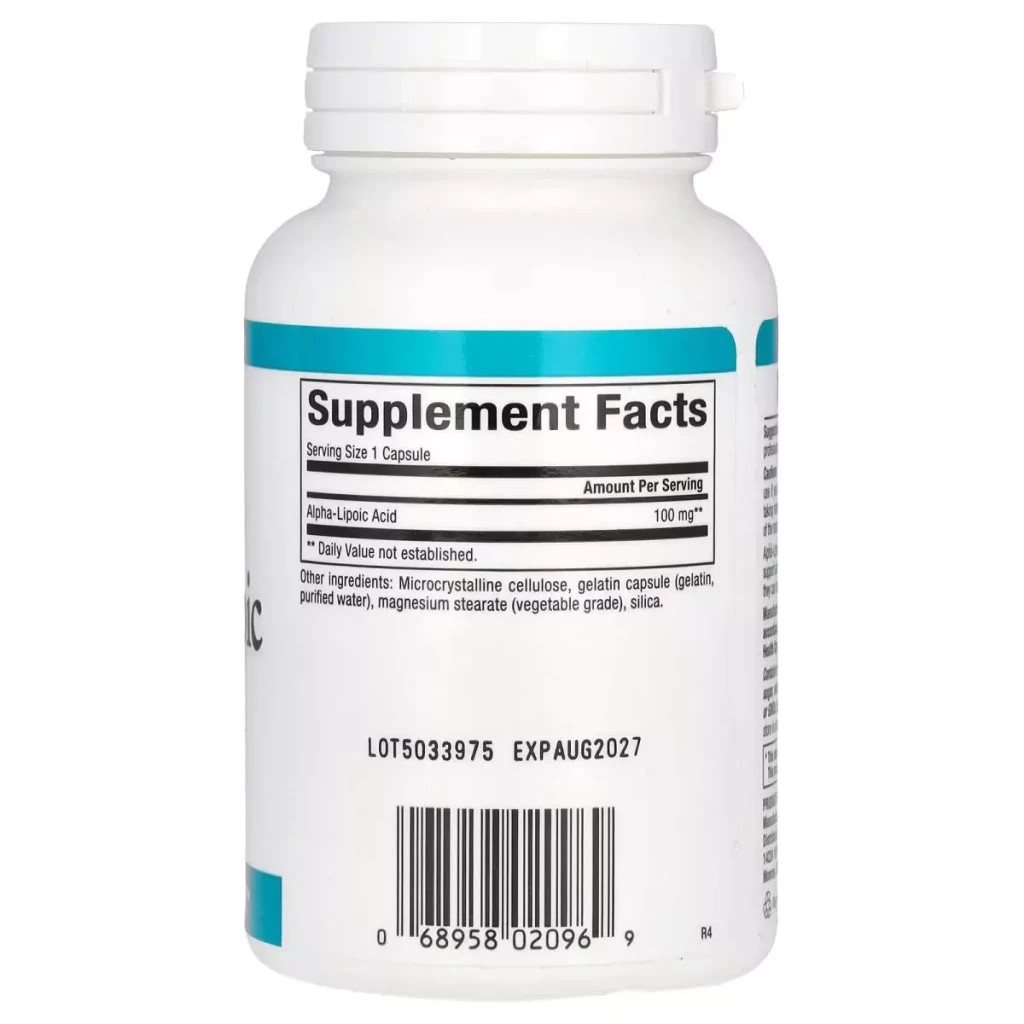 Вітамінно-мінеральний комплекс Natural Factors Альфа-ліпоєва кислота, 100 мг, Alpha-Lipoic Acid, 120 капсул (NFS-02096) - зображення 2