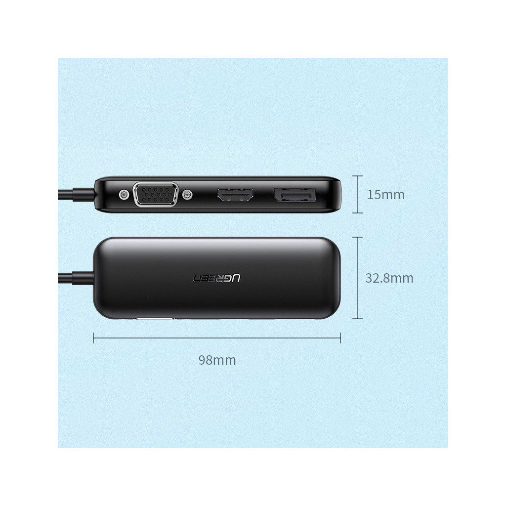 Перехідник USB2.0 Type-C to VGA V1.2/HDMI V2.0b/DP V1.2a CM260 black Ugreen (60568) - изображение 11