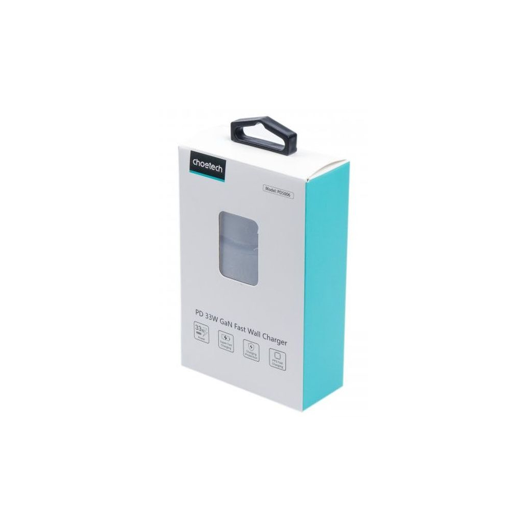 Зарядний пристрій Choetech GaN USB-A/USB-C 33W QC3.0/PD/PPS (PD5006-EU-BK) - зображення 2