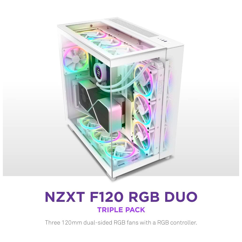 Кулер до корпусу NZXT F120RGB Duo-120mm Dual-sideRGB Fan-Tripl (RF-D12TF-W1) - изображение 5
