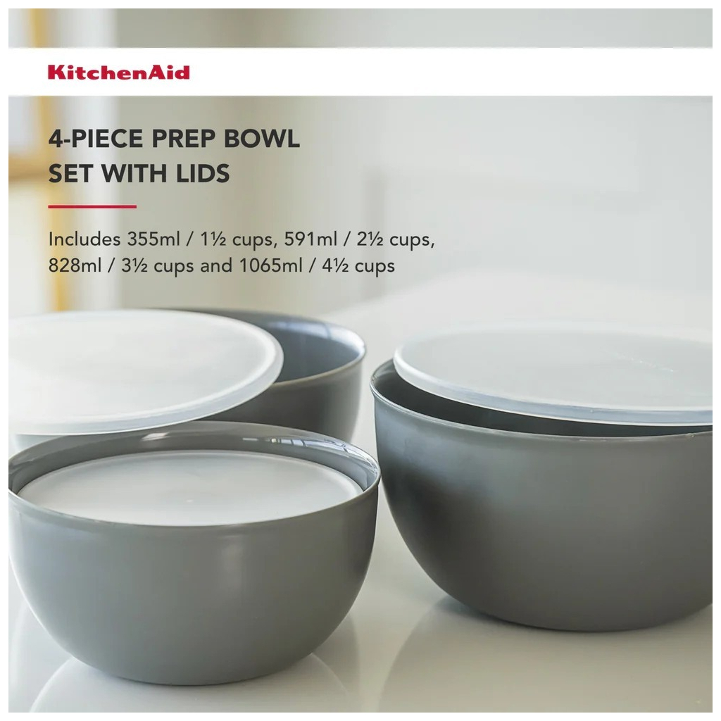 Миска KitchenAid Coreline, набір 4 шт, з кришкою, сірий (KQG176OSCGG) - зображення 8