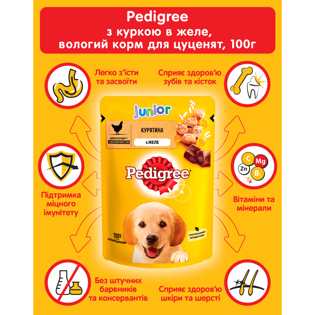 Вологий корм для собак Pedigree Junior Курка з рисом у желе 100 г (5900951017247) - зображення 3
