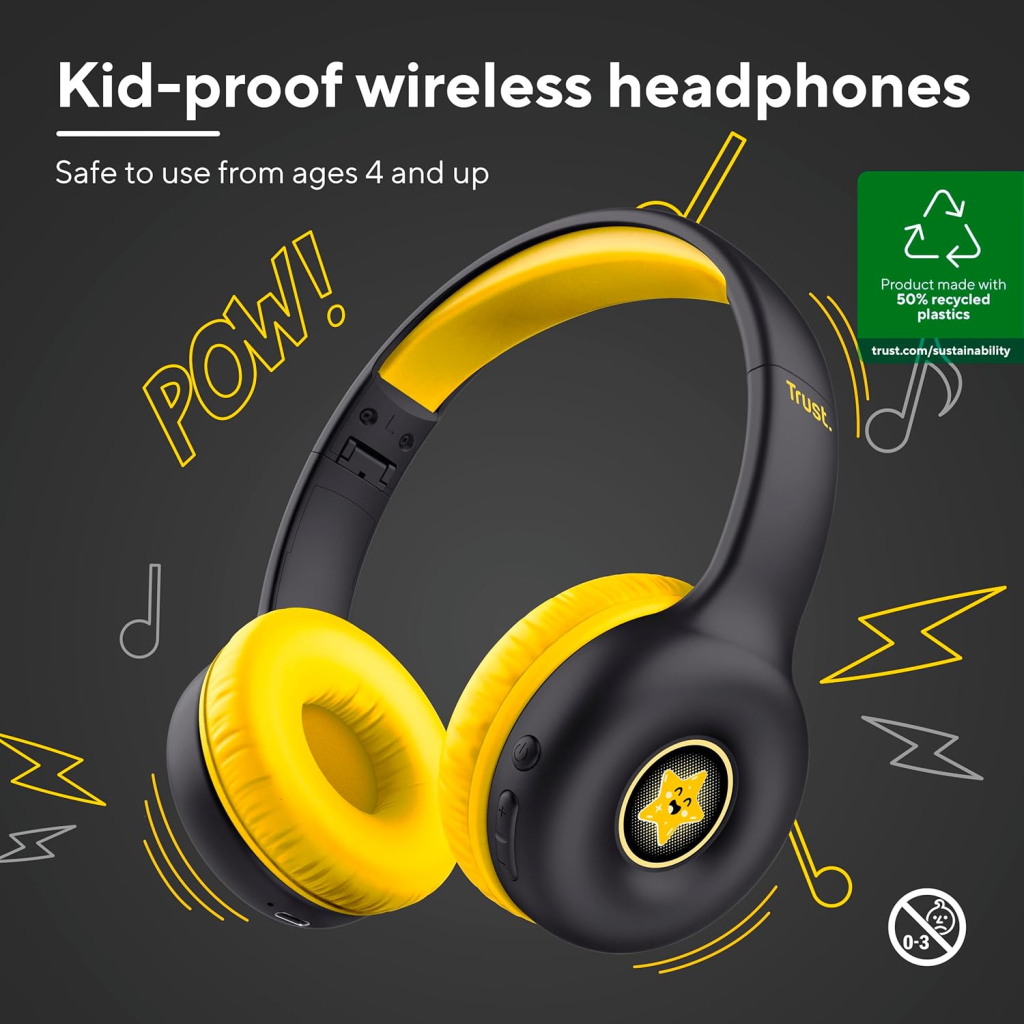 Навушники Trust Nouna Kids Wireless Black (25405) - зображення 2