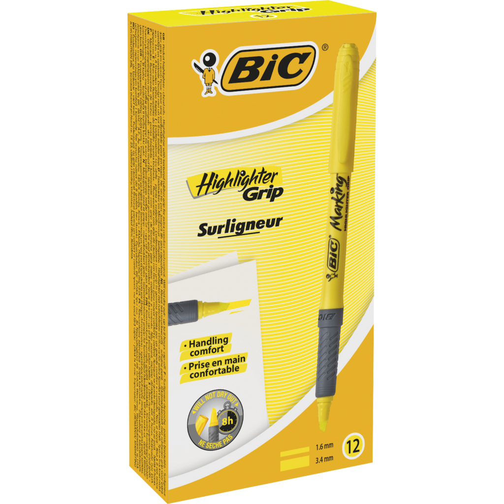 Маркер Bic текстовиділювач Grip, жовтий (bc811935) - зображення 3