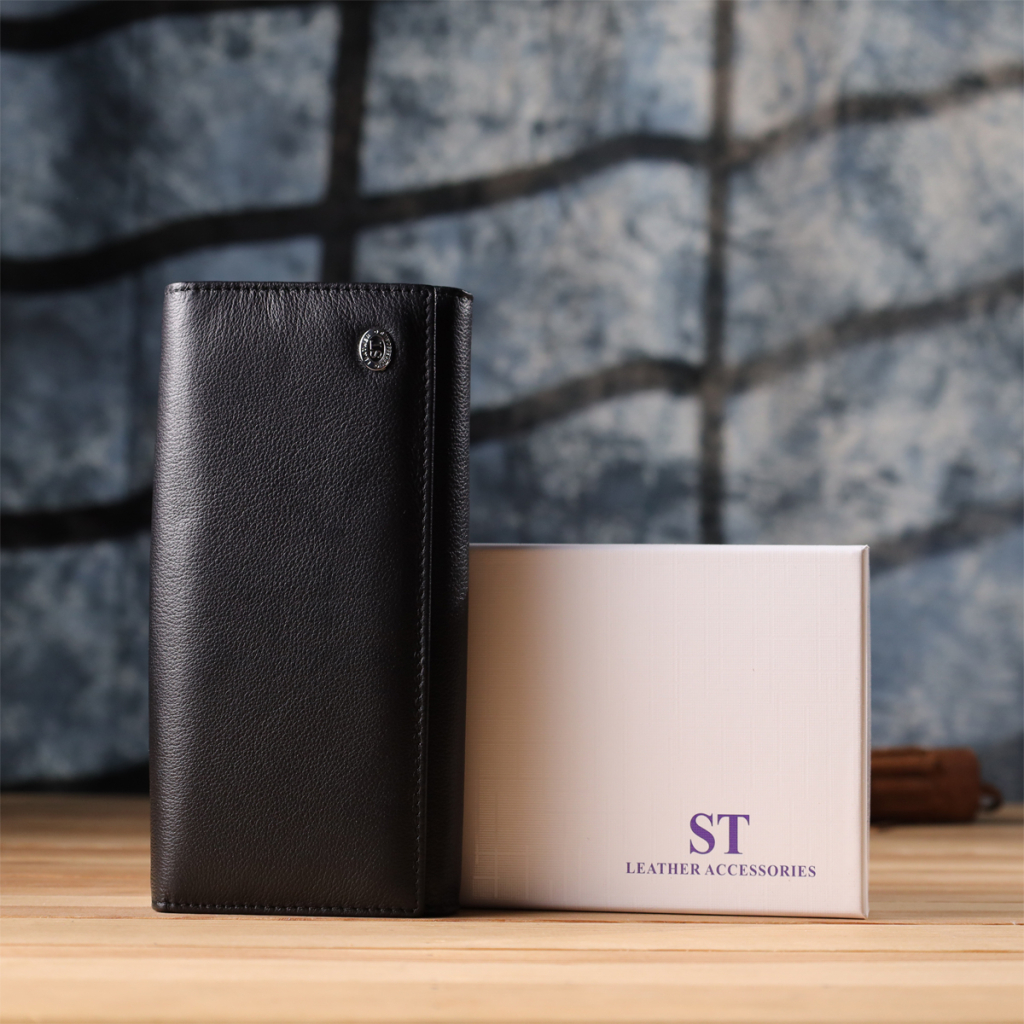 Гаманець ST Leather З натуральної шкіри Чорний (23088) - зображення 12