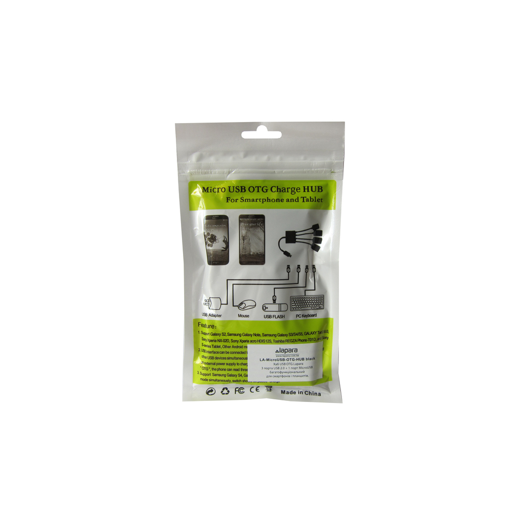 Концентратор Lapara LA-MicroUSB-OTG-HUB black - зображення 8