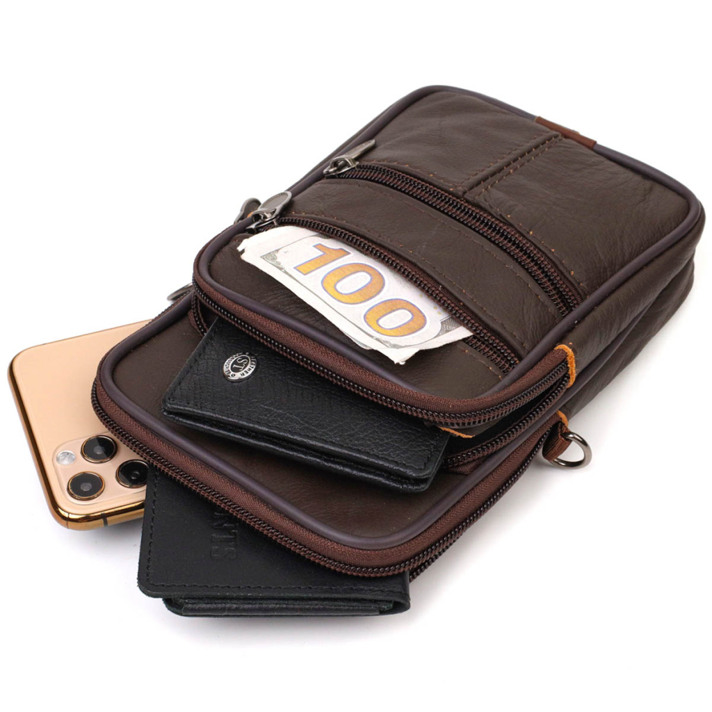 Сумка Vintage На пояс з натуральної шкіри Коричнева (21482) - зображення 7