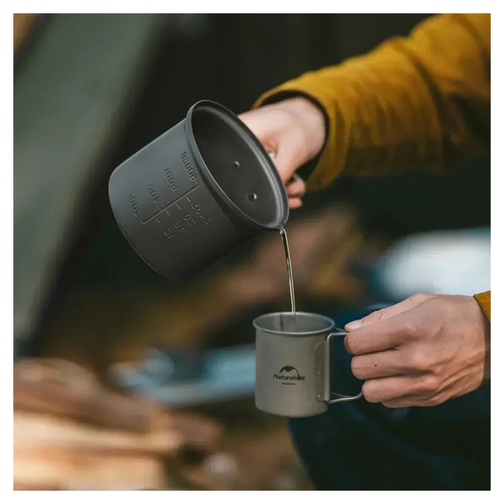 Набір туристичного посуду Naturehike NH18T018-G, алюміній, 2 каструлі, 2 кришки (6927595785515) - зображення 5