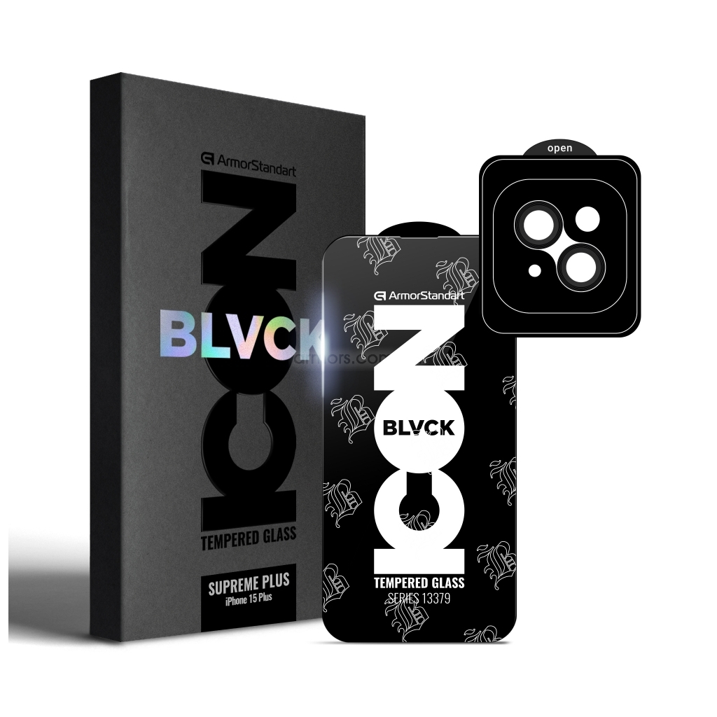 Скло захисне Armorstandart Supreme Plus Black Icon Apple iPhone 15 Plus (ARM71138) - зображення 1