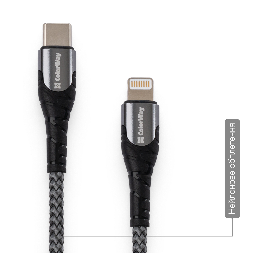 Дата кабель USB-C to Lightning 1.0m ColorWay (CW-CBPDCL033-GR) - picture 3