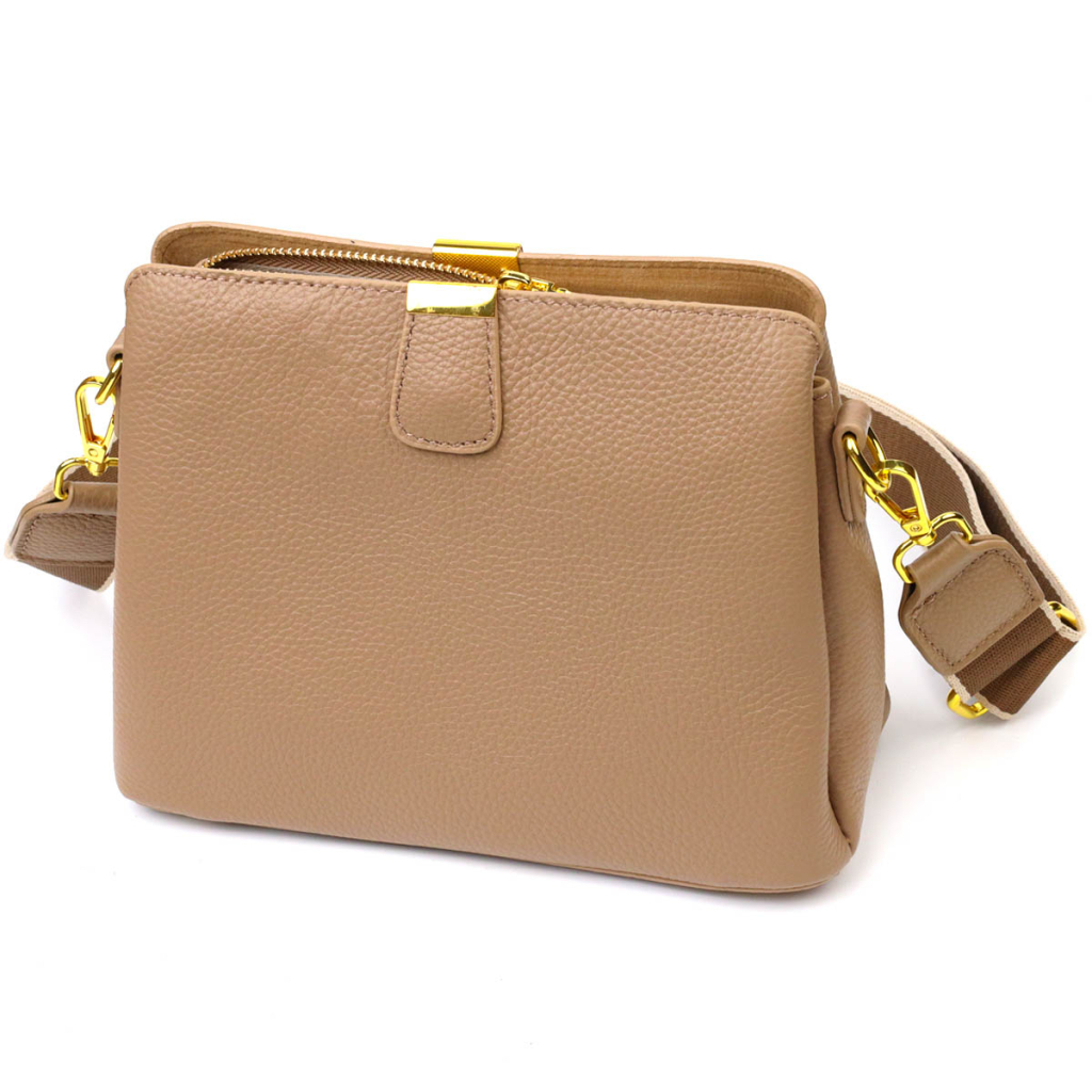Сумка Vintage Жіноча на три відділення з натуральної шкіри Бежева (22106) - зображення 2
