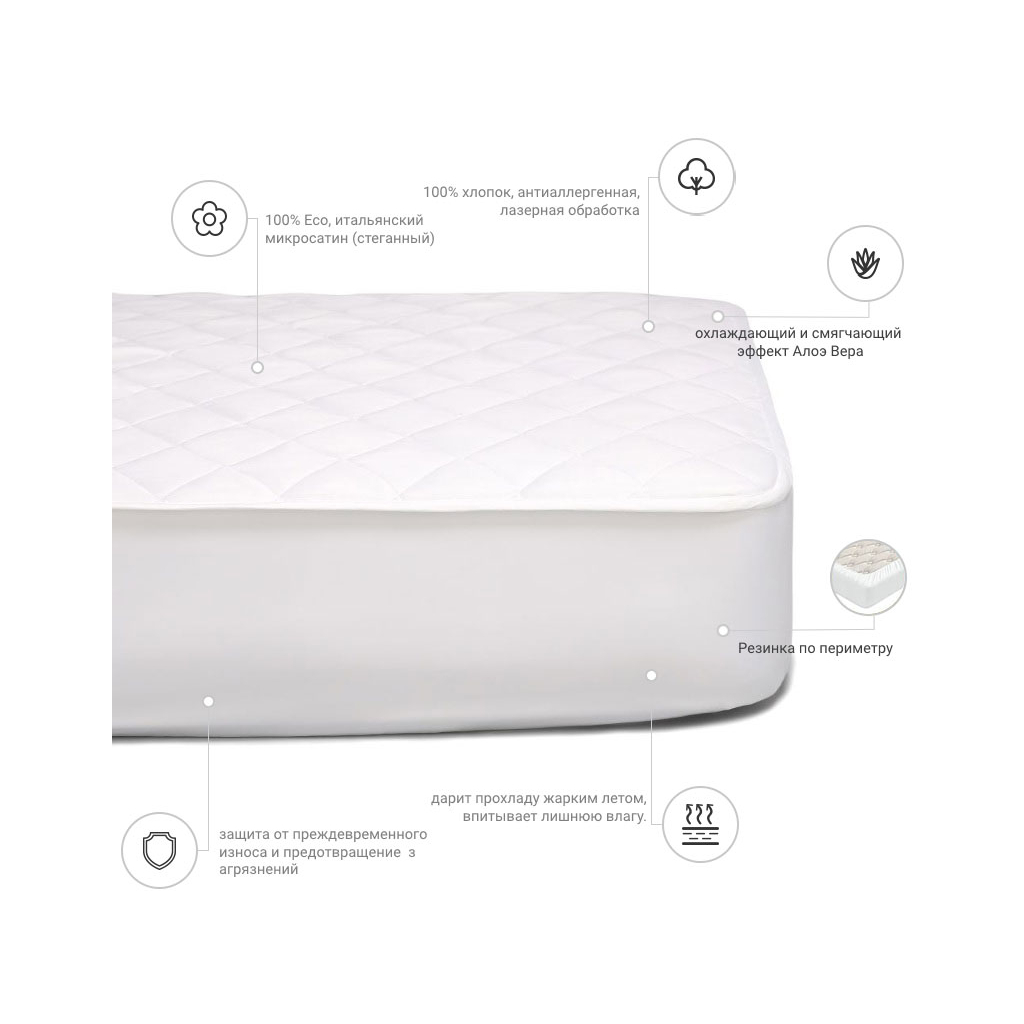 Наматрацник MirSon антиалергенний Стандарт Eco Aloe Vera 222 100x200 см (2200000373601) - зображення 3
