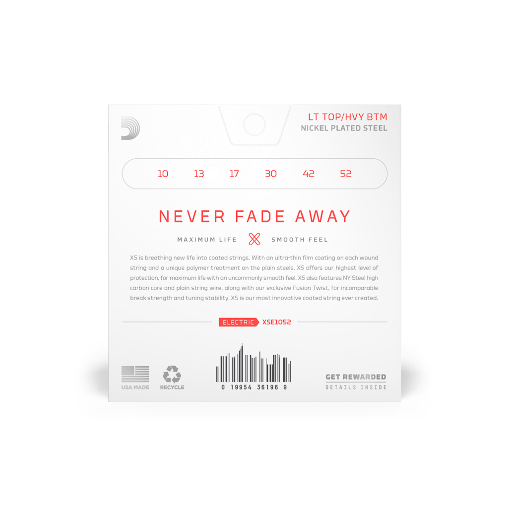 Струни для гітари D'Addario XS Coated Electric Guitar Strings Light Top / Heavy Bottom (10-52) (XSE1052) - зображення 3