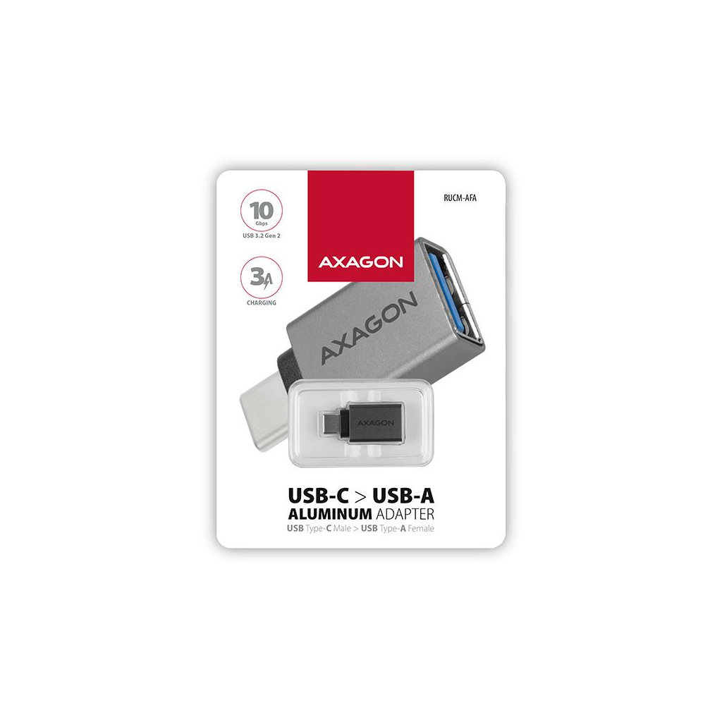 Перехідник OTG USB 3.0 AF to USB-C gray AXAGON (RUCM-AFA) - зображення 3