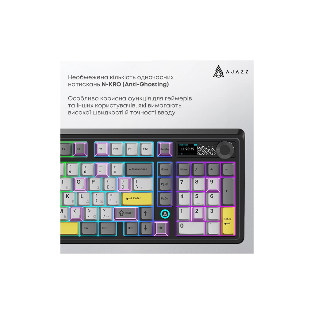 Клавіатура Ajazz AK980 Clear Sky Switch RGB Wireless/Bluetooth/USB Black (AK980-CS-BGY) - зображення 11