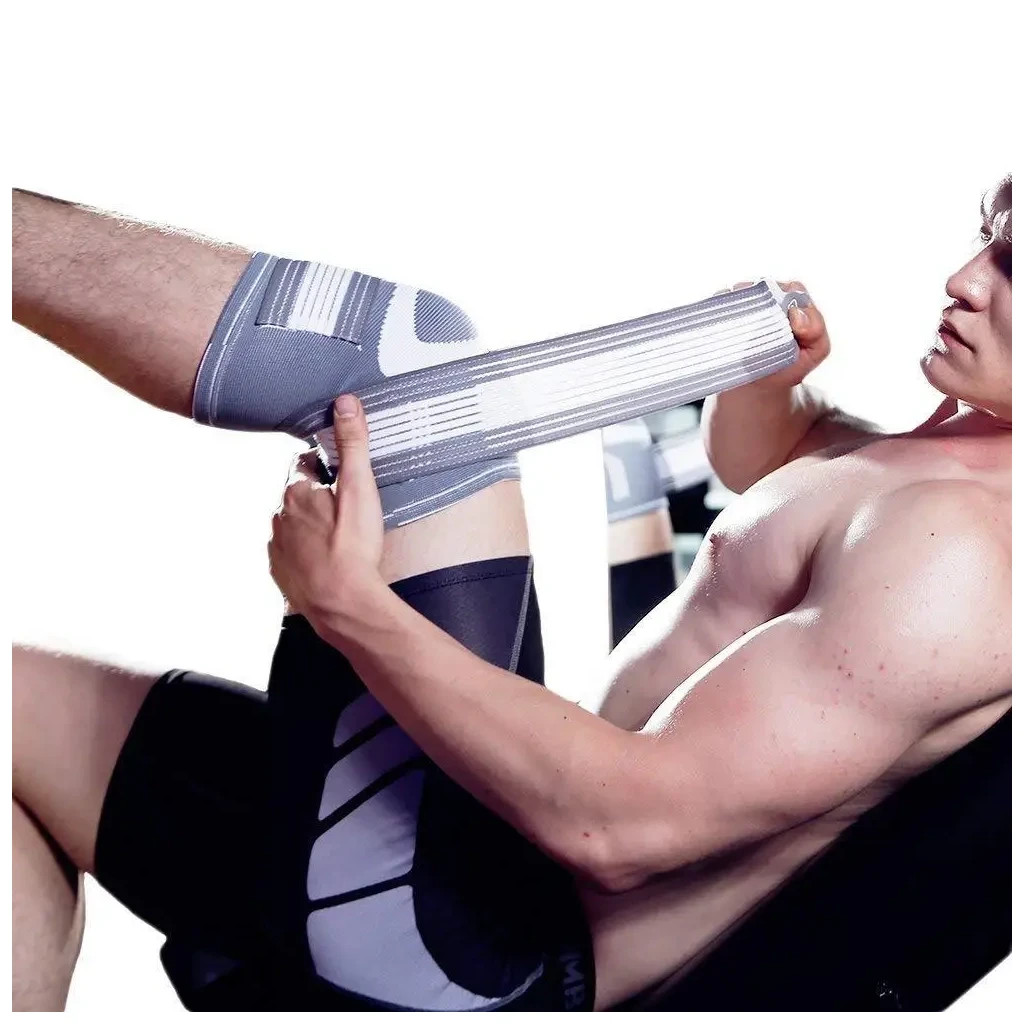 Фіксатор коліна LiveUp Knee Support LS5676-S сірий, білий Уні S (6951376182316) - зображення 4