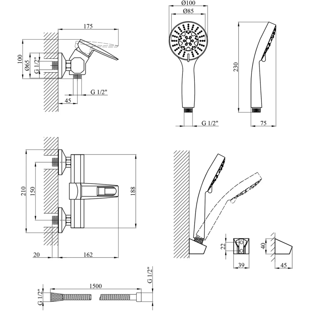 Душовий гарнітур Kroner Kante-C050 (CV023583) - зображення 6