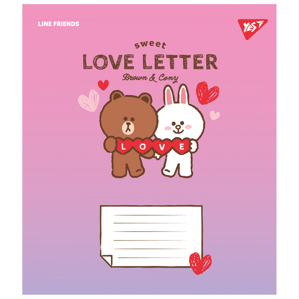 Зошит Yes Line Friends. Love letter 12 аркушів коса лінія (766934) - зображення 4