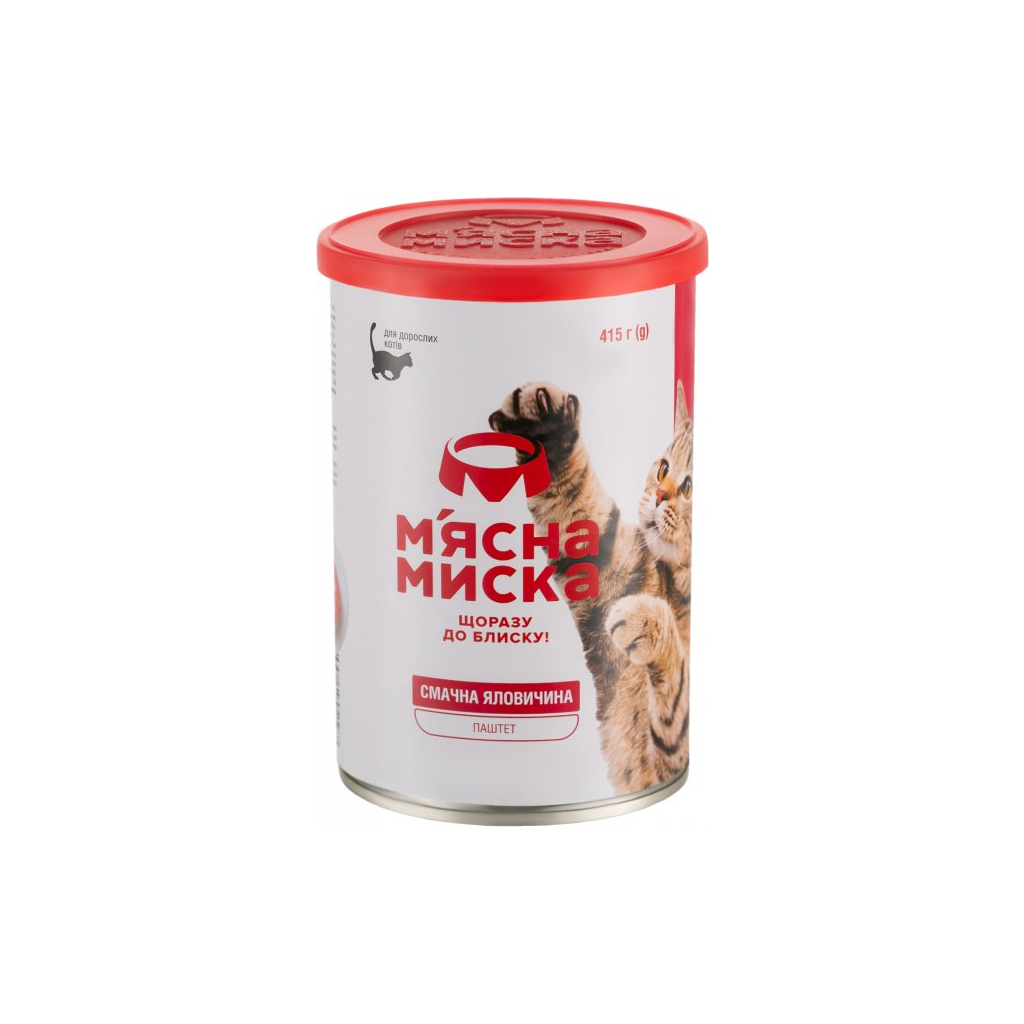 Паштет для котів М'ясна Миска з яловичиною 415 г (4820255190297) - зображення 1