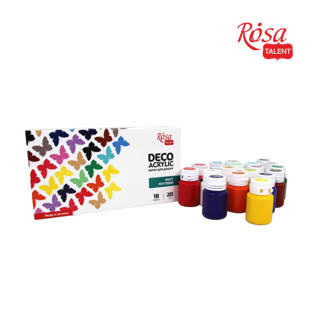 Акрилові фарби Rosa для декору матові 18 кол по 20 мл (4823098523956) - зображення 5