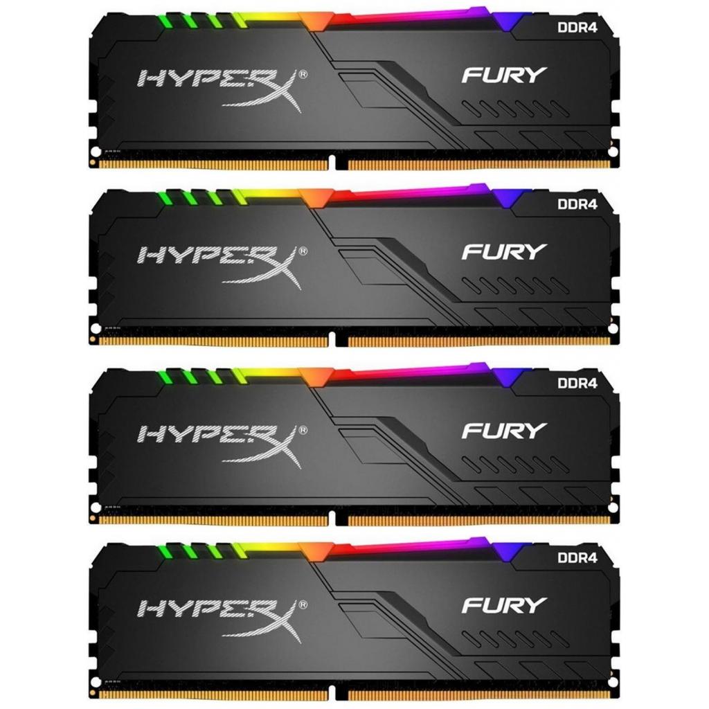 Модуль пам'яті для комп'ютера DDR4 128GB (4x32GB) 3600 MHz HyperX Fury RGB Kingston Fury (ex.HyperX) (HX436C18FB3AK4/128) - зображення 1