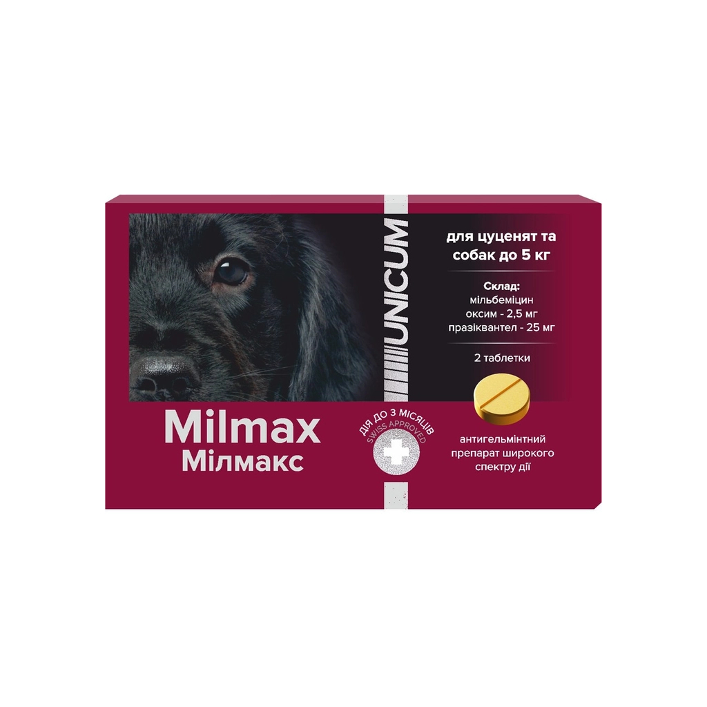Таблетки для тварин Unicum Milmax антигельмінтні для цуценят і собак до 5 кг (4820150209797) - зображення 1