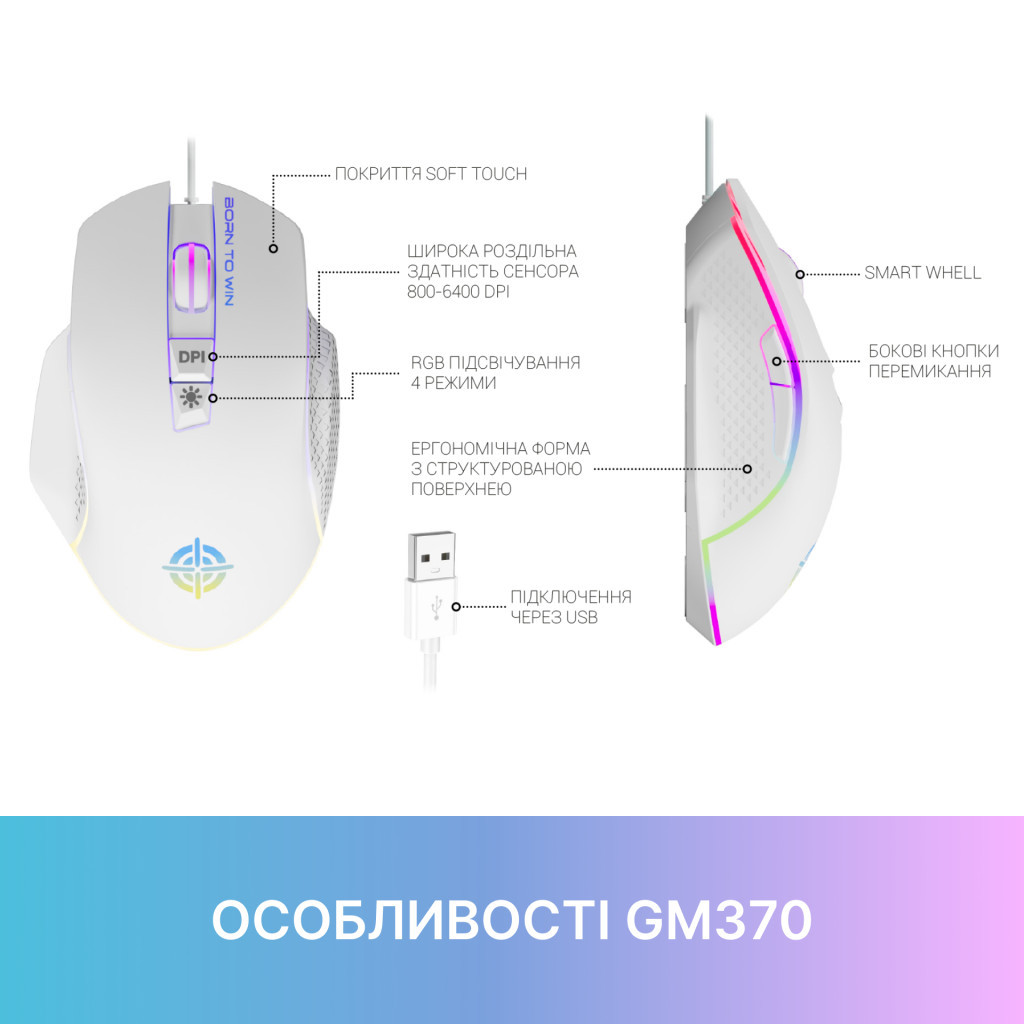 Мишка GamePro GM370 USB White (GM370) - зображення 7