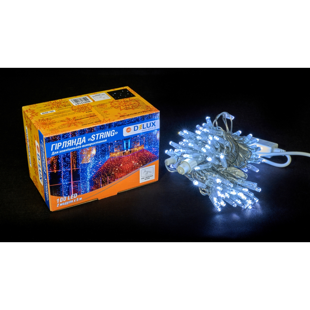 Гірлянда Delux STRING 100LED 10 м flash Білий/Прозорий IP44 (90015187) - зображення 2