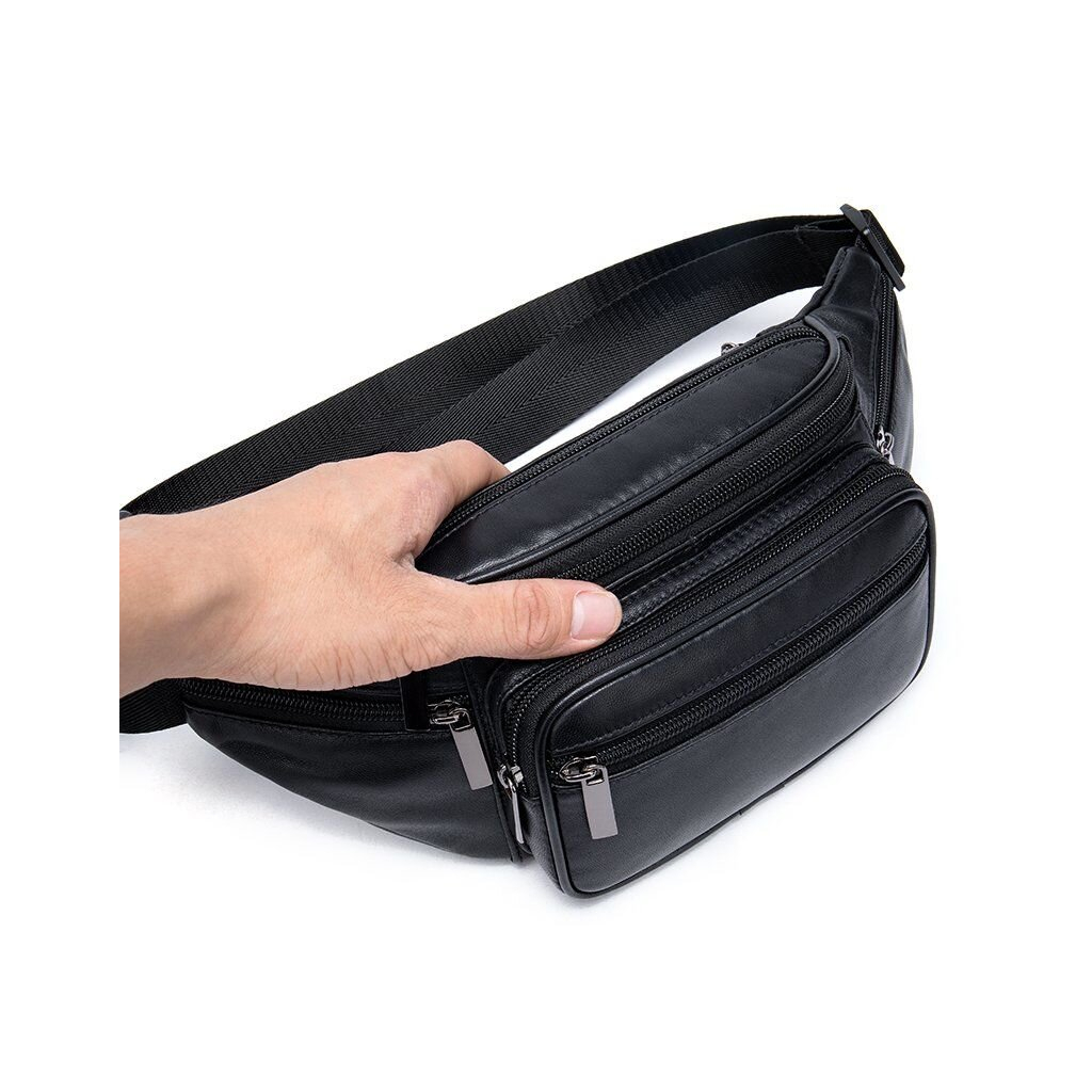 Сумка Vintage Поясна з овечої шкіри Чорна (20205) - зображення 4