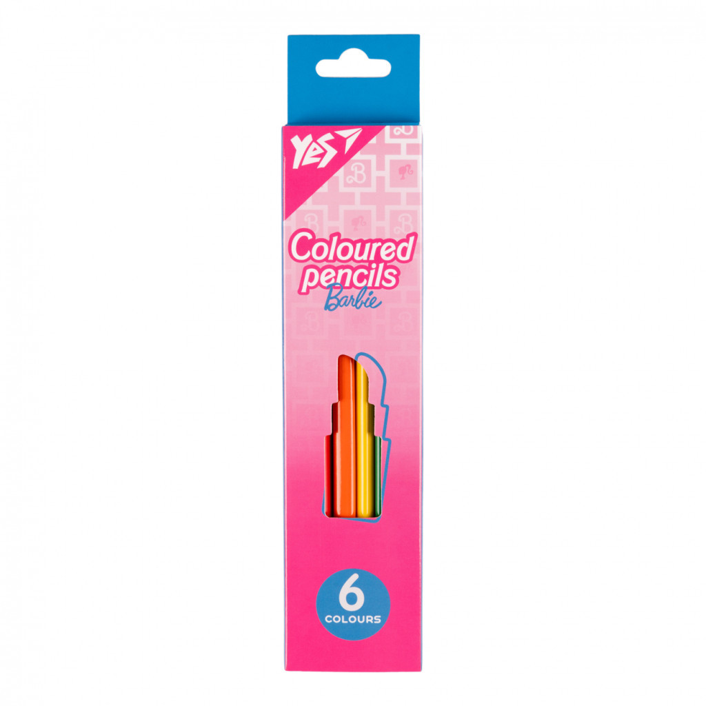 Олівці кольорові Yes 6 кольорів Barbie рожевий (290727) - зображення 1