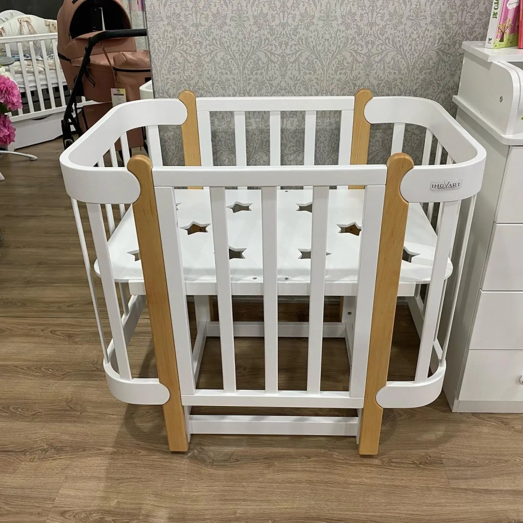 Ліжечко Ingvart трансформер Nika 70 з опускною боковинкою (70х94, 70х120) біло-натуральне (3390031017) - зображення 2