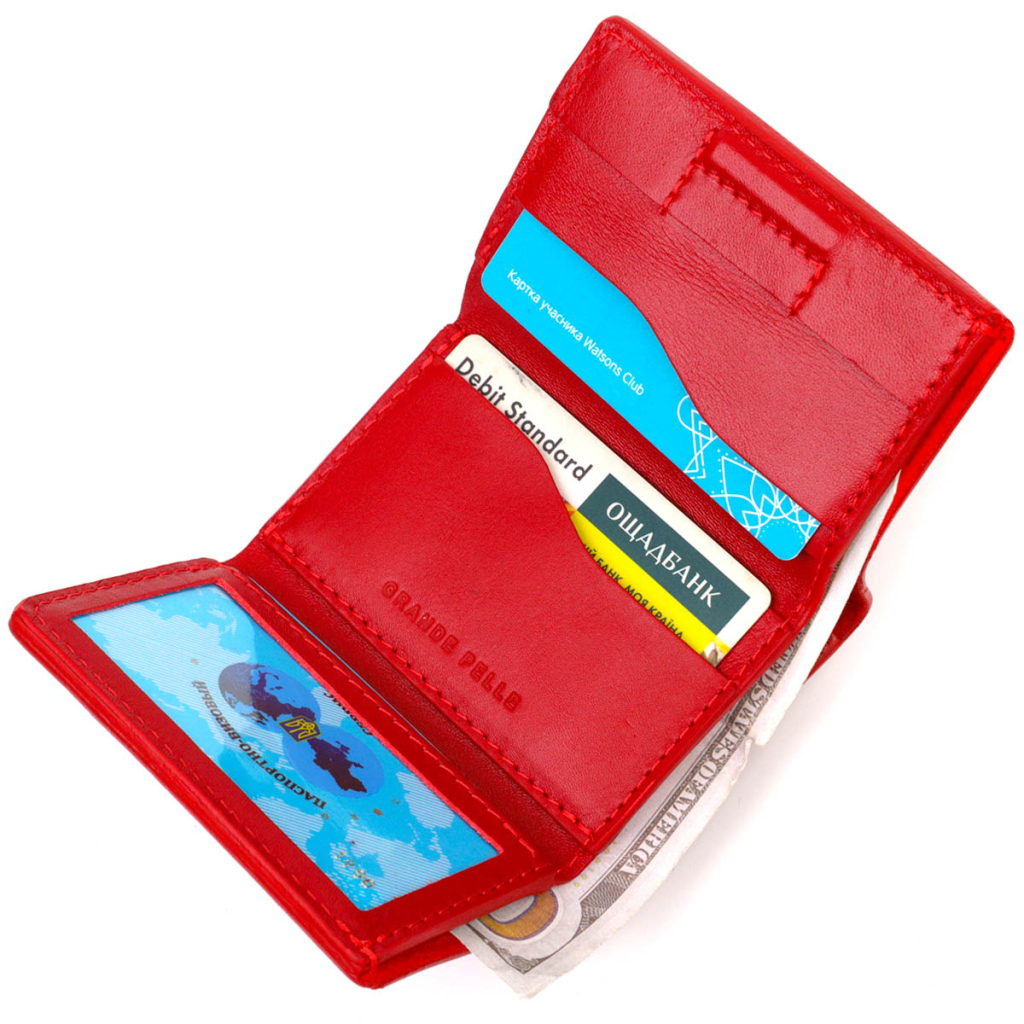 Портмоне Grande Pelle У три складання Червоне (16785) - зображення 6