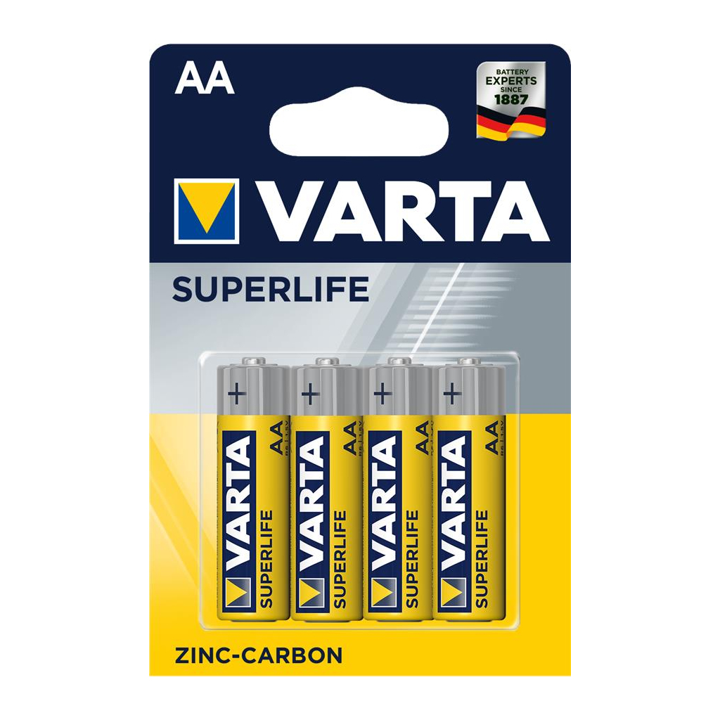 Батарейка Varta AA SUPERLIFE Zinc-Carbon R6 * 4 (02006101414) - зображення 1