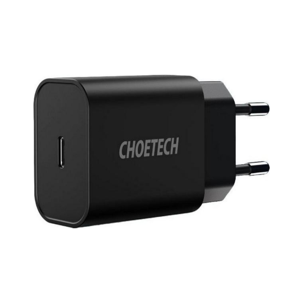 Зарядний пристрій Choetech 1xUSB 20W (1 USB-C) PD matte wall charger black (Q5004-EU-BK) - зображення 1