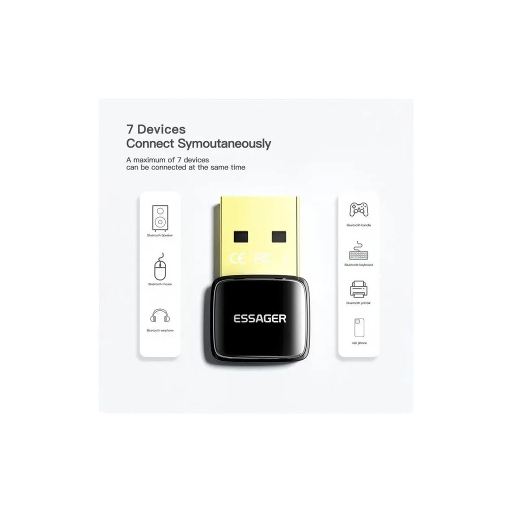 Bluetooth-адаптер Essager Starlord USB Bluetooth 5.0 Adapter Black (EBT50-XJ01-Z) - зображення 4