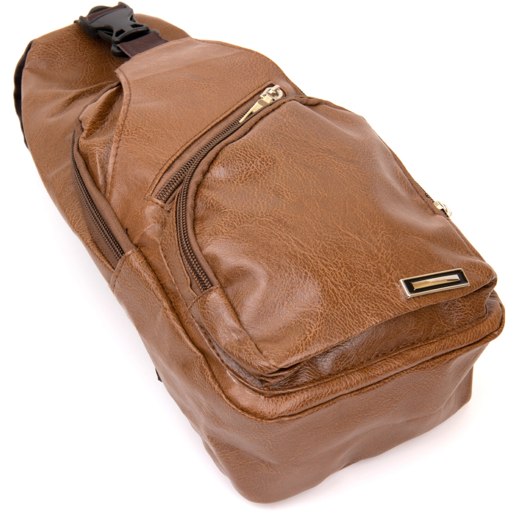 Сумка Vintage Крос боді з емблемою зі шкірозамінника Руда (20570) - зображення 5