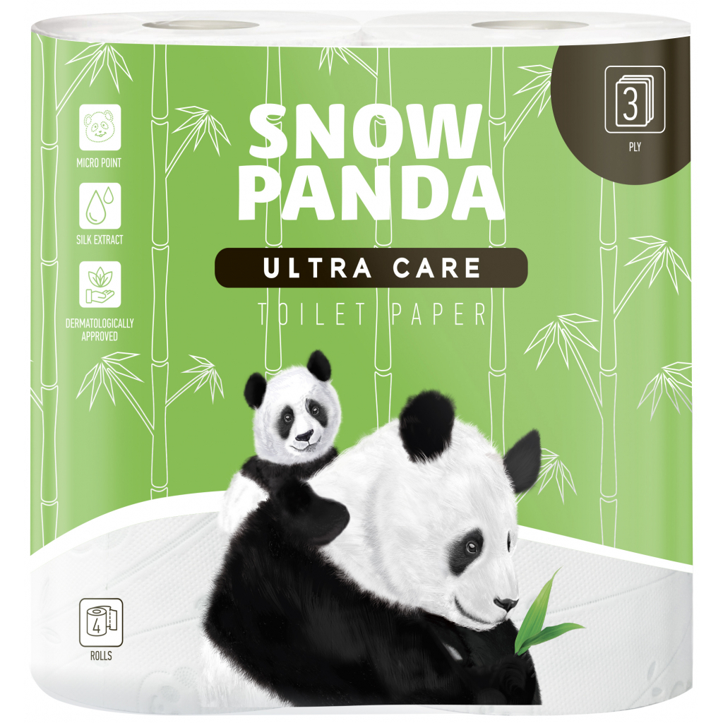 Туалетний папір Сніжна Панда Ultra Care 3 шари 4 рулони (4820183970930) - зображення 1