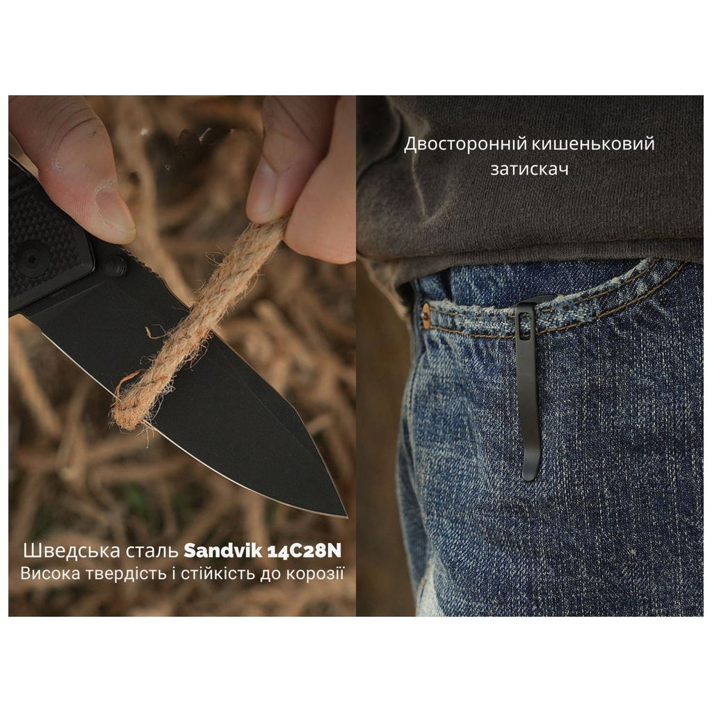 Ніж Civivi Placoid, Darkwash, чорний G10 (C23079-1) - зображення 12
