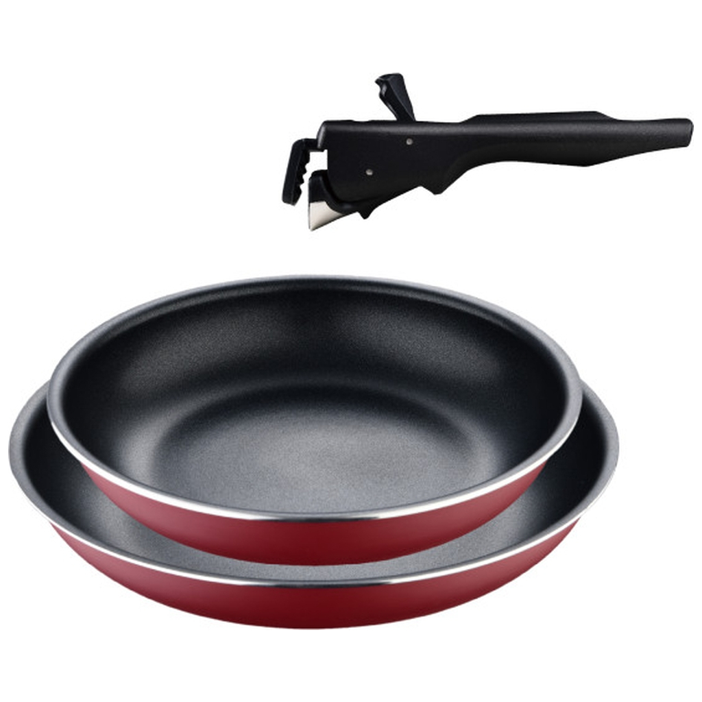 Набір сковорідок Bergner Click & cook, зі знімною ручкою, 22/26 см, червоний (BG-31605-RD) - зображення 1