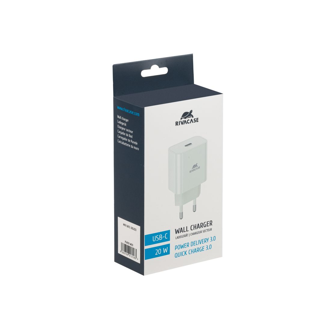 Зарядний пристрій RivaCase 1xUSB Type-C PD 20 Вт white (PS4101 W00 (White)) - зображення 2