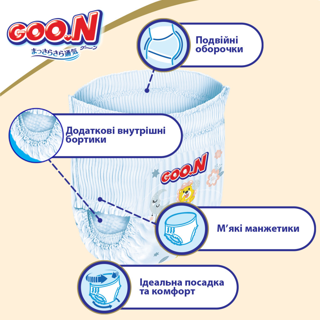 Підгузки GOO.N Premium Soft 18-30 кг розмір 7 3XL унісекс 22 шт (863231) - зображення 5