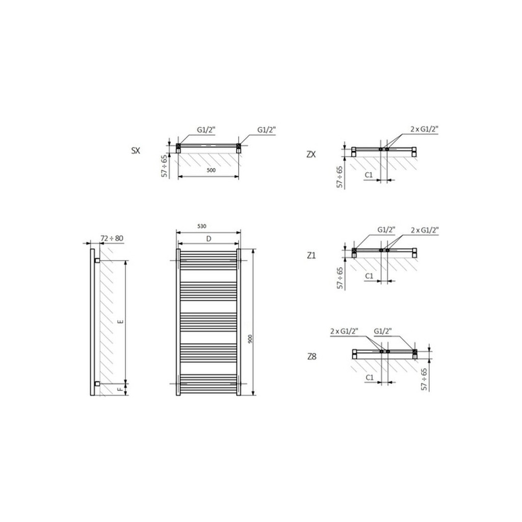 Сушарка для рушників Terma Fiona 900х530 (WGFIN090053KS96SX) - зображення 2