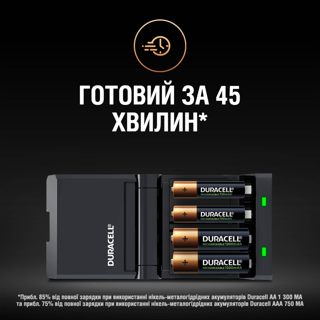 Зарядний пристрій для акумуляторів Duracell CEF27 + 2 rechar AA1300mAh + 2 rechar AAA750mAh (5001374) - зображення 6