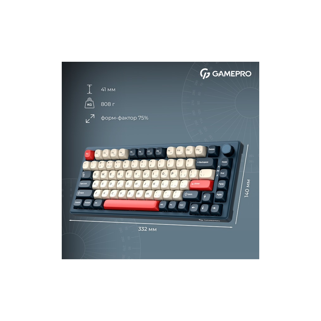 Клавіатура GamePro Asgard Yord Wireless/Bluetooth/USB UA Blue (MK266BL) - зображення 12