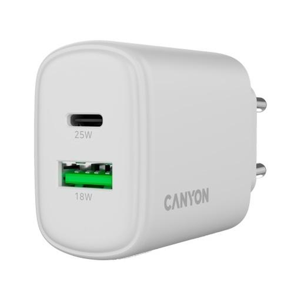 Зарядний пристрій Canyon OnCharge 250 25W 1xPD 1xQC EU White (CNE-CHA250-21) - зображення 5